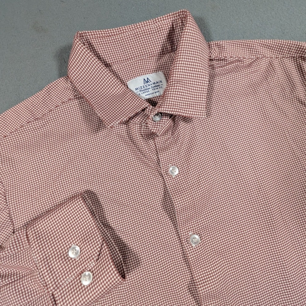 Mizzen+Main Button Down Shirt Mens Size XL Trim Fit Gingham Performance